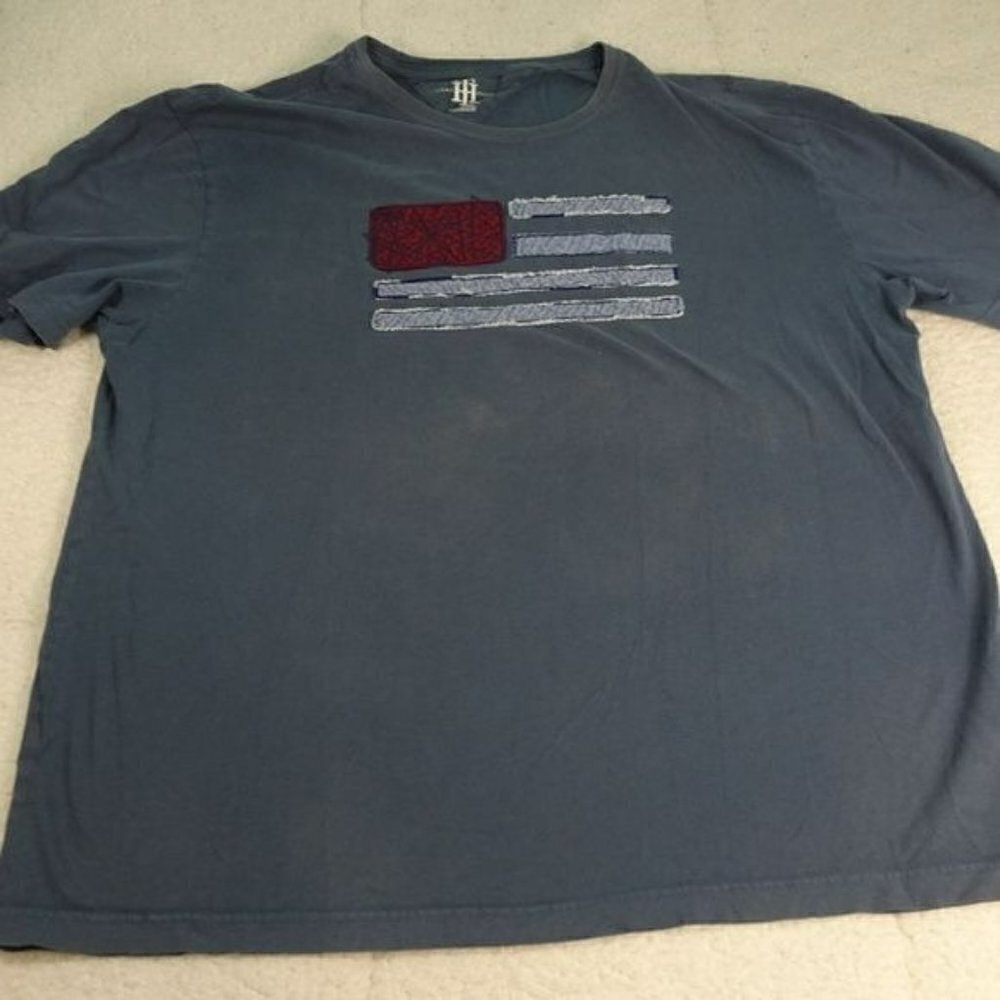 Tommy Hilfiger Gray Large Flag Grayish Blue Shirt XXL